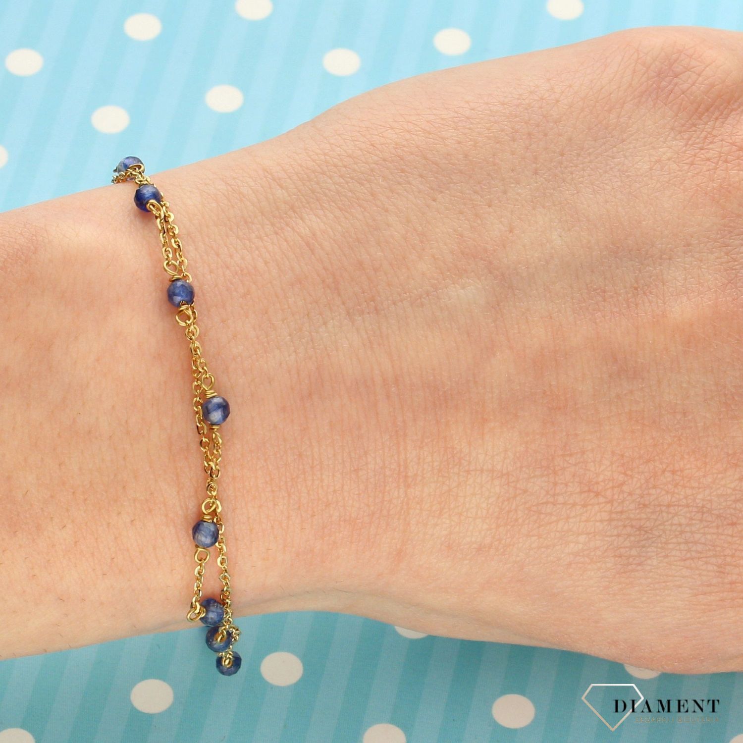 Złota bransoletka Dall'Acqua Gold łańcuszkowa z koralikami (1).jpg